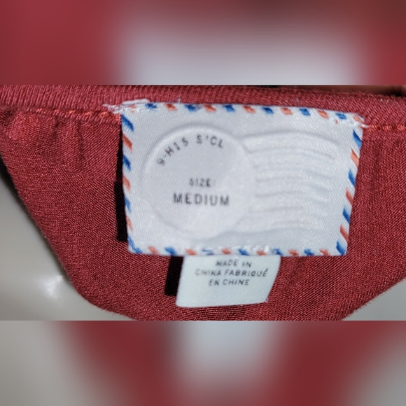 ANTHROPOLOGIE Postmark Size Medium Burnt Red Rust Women's Blouse Shirt Top - Picture 3 of 6